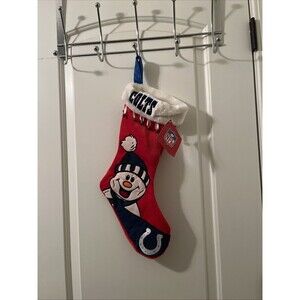 Indianapolis Colts 16" Soft Velvet Snowman Christmas Stocking with Bells